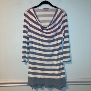 LOGO By Lori Goldstein Blue & Purple Striped Long Sleeve Mini Dress Size Small